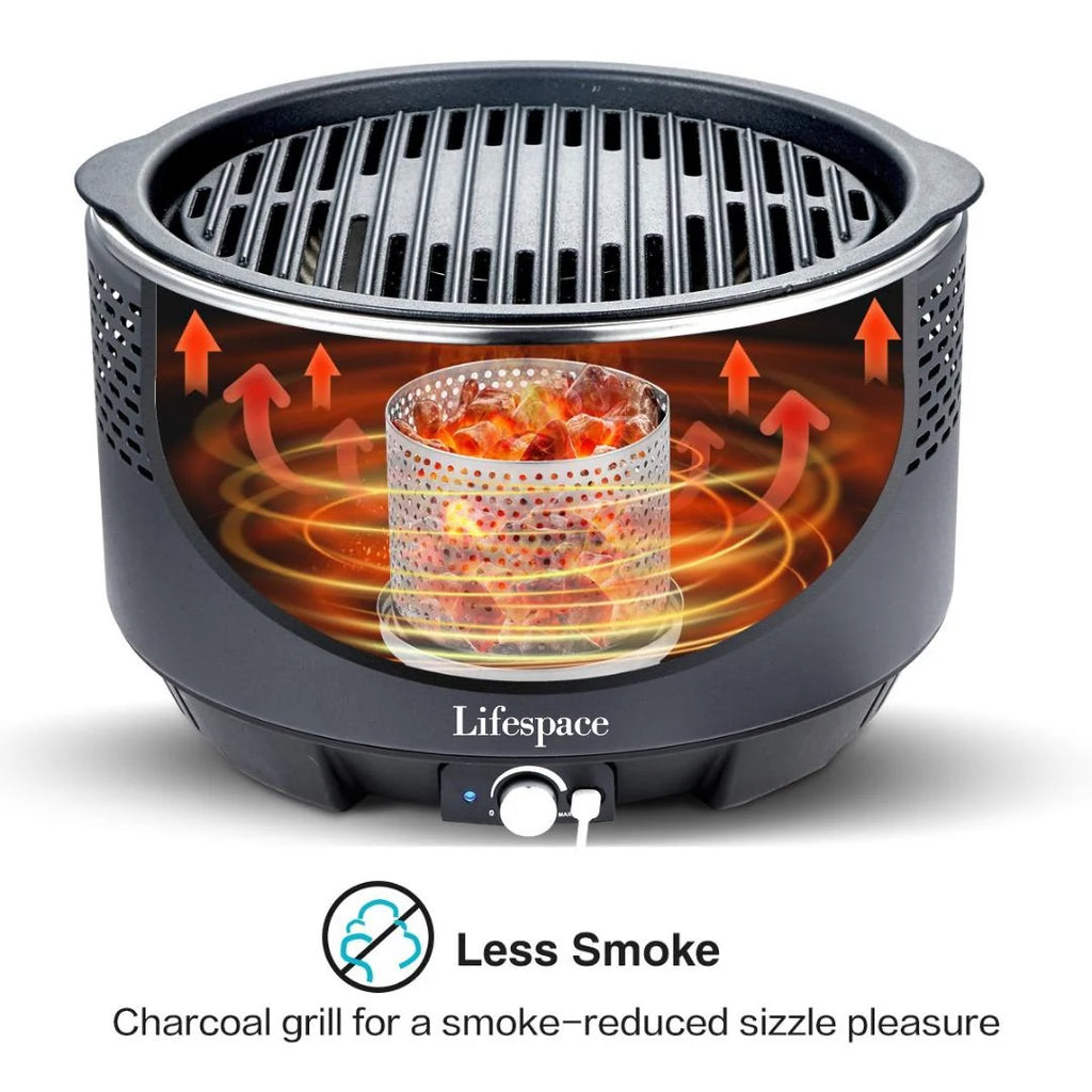 Lifespace Portable Charcoal Grill with Turbo Fan, Dome Lid, Cast Iron Grate & Carry Bag