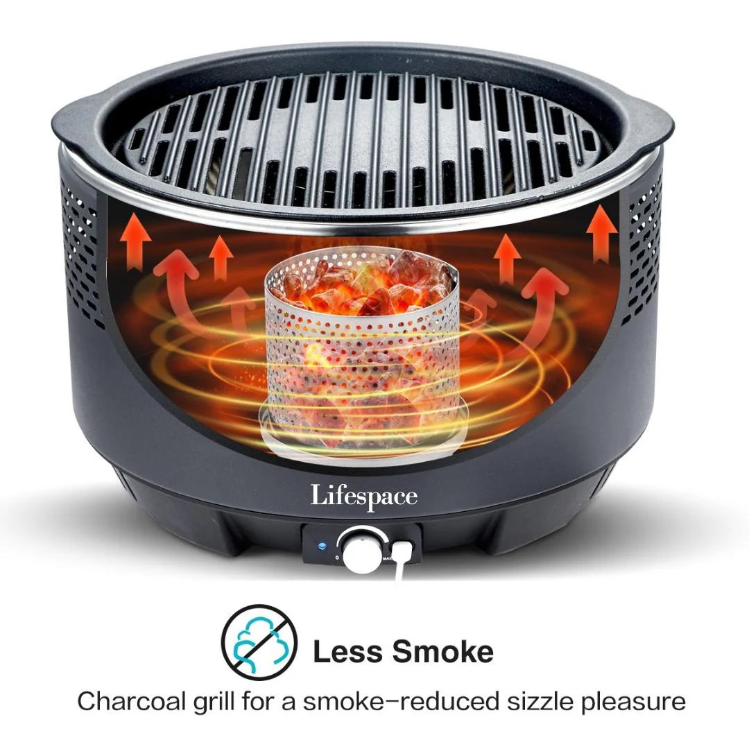 Lifespace Portable Charcoal Grill with Turbo Fan, Dome Lid, Cast Iron Grate & Carry Bag